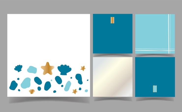 Vecteur bleu et blanc sous la mer sur fond blanc minimal.