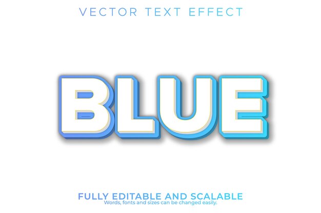 Bleu éditable 3D texte effet vectoriel conception vibrante et moderne