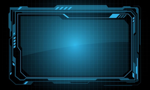 Bleu HUD écran d'affichage circuit verre technologie brillante maille carrée conception vecteur créatif moderne