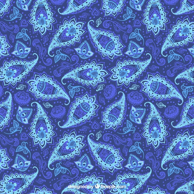 Vecteur bleu motif de paisley floral bstract