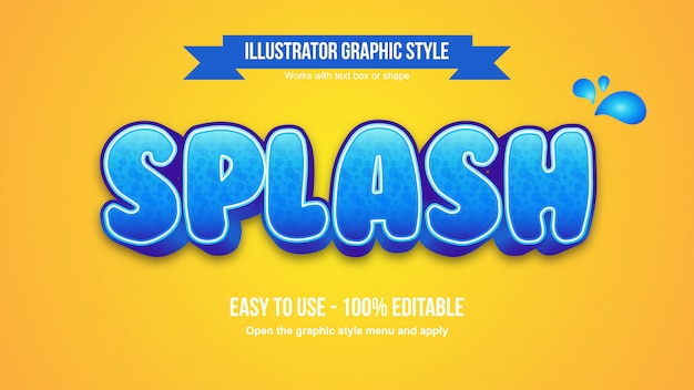 Bleu Splash Watter Pattern 3d Typographique Modifiable De Bande Dessinée