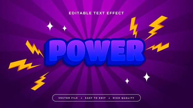 Bleu violet et jaune puissance 3D style de police d'effet de texte modifiable