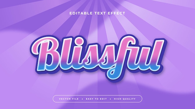 Bleu violet violet et blanc heureux style de police d'effet de texte 3D modifiable