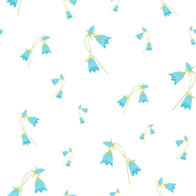 Vecteur bleubell bellflower petites fleurs authentiques vecteur motif sans couture tissu tissu emballage papier impression