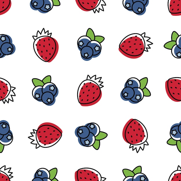 Bleuets Aux Fraises De Modèle Sans Couture De Baies Fraîches