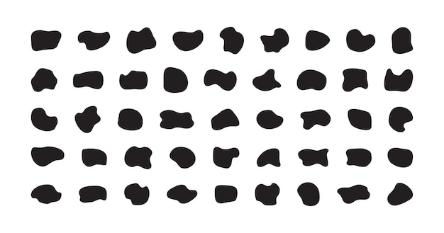 Blob forme irrégulière vecteur aléatoire spot silhouette noire ensemble Illustration abstraite