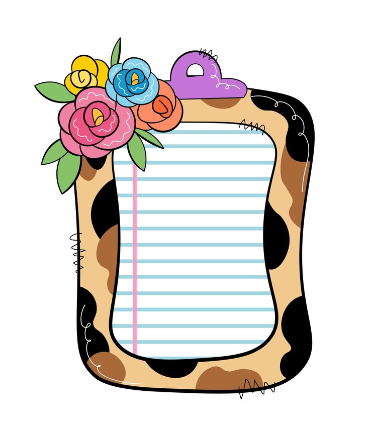 Vecteur bloc-notes mignon avec vecteur de fleurs retour au vecteur de fournitures scolaires