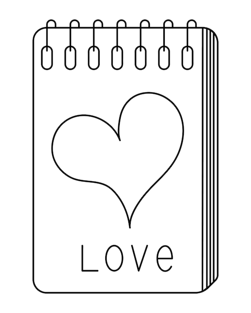 Bloc-notes Pour Les Notes D'amour En Style Doodle. Sur La Couverture Il Y A Un Coeur Et Une Inscription Love