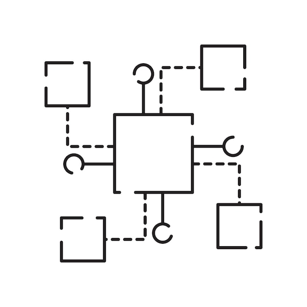 Blockchain concept de ligne vectorielle icône ou élément de logo Technologie et finance monétaire