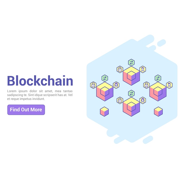 Vecteur blockchain landing page