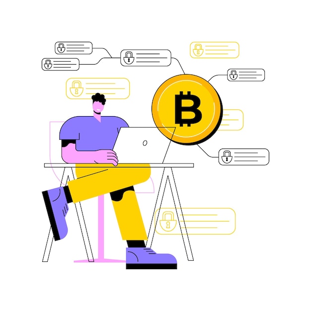 Blockchain tech architecte isolé illustrations vectorielles de dessin animé