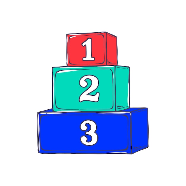 Blocs numérotés en rouge, vert et bleu pour le développement de l'enfant et le jeu éducatif créatif