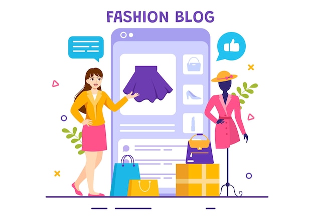 Blog d'illustration de mode avec des blogueurs Examinez les vidéos des tendances de vêtements à la mode et diffusez-les en ligne