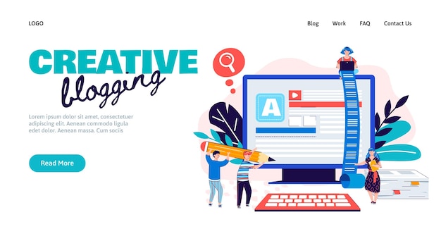 Blog de marketing de bannière de blogging créatif ou service de rédaction de texte
