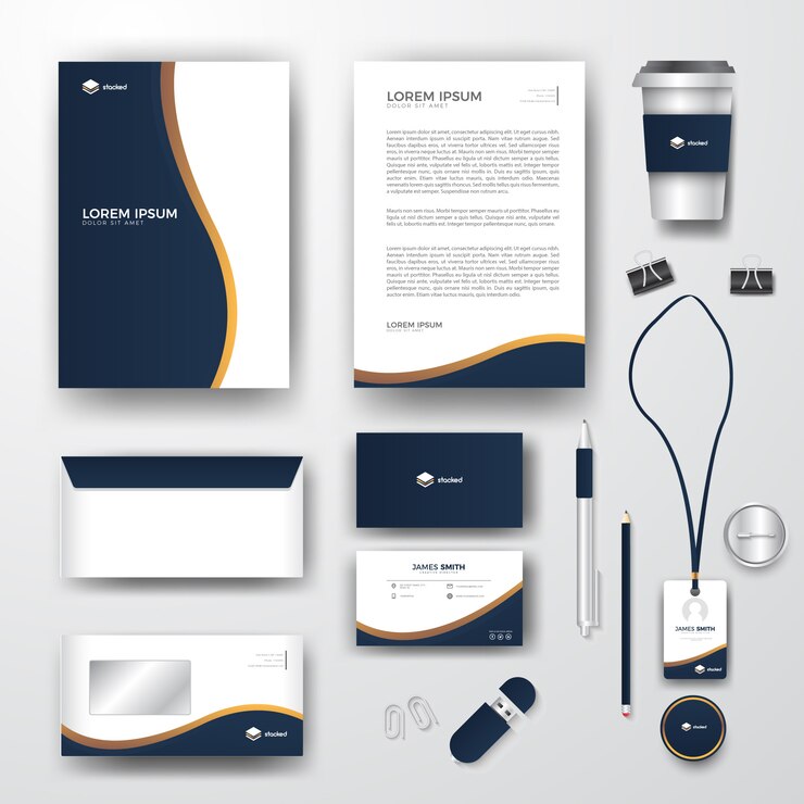 Vecteur blue and golden company stationnaire