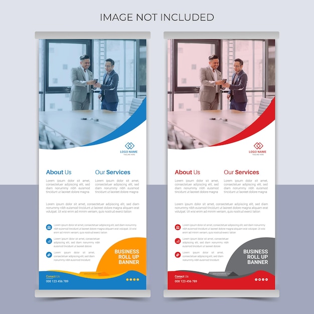 Blue Business Roll Up Banner Standee Template Design