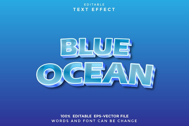Blue Ocean Effet de texte modifiable Style de lueur moderne 3D