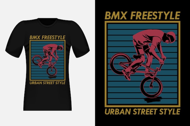 Bmx Freestyle Urban Street Style Silhouette Design T-shirt Vintage