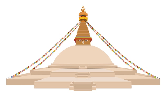 Vecteur bodnath le grand complexe de temples bouddhistes stupa blanc à katmandou buddhanath