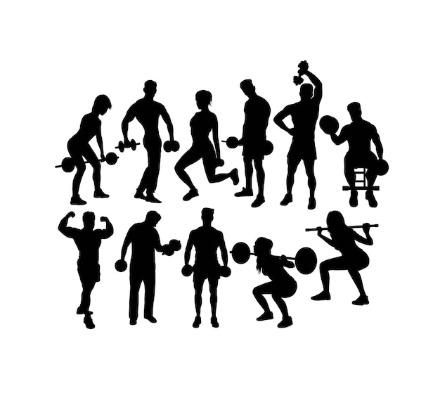 Body Builder et activité d'haltérophilie Silhouettes conception de vecteur d'art