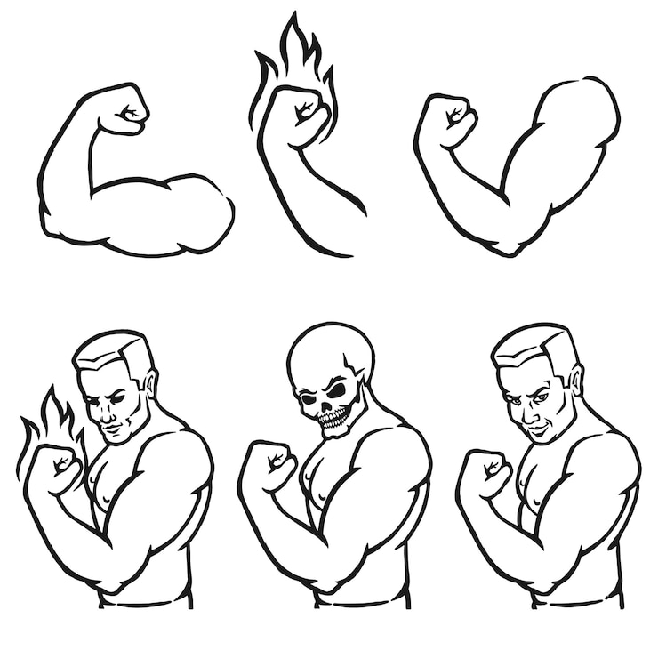 Vecteur bodybuilder masculin fléchissant ses biceps