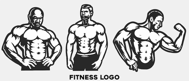 Bodybuilder Avec Pose, Logo De Gym, Fitness Musculaire, Entraînement, Vecteur D'illustration Plat