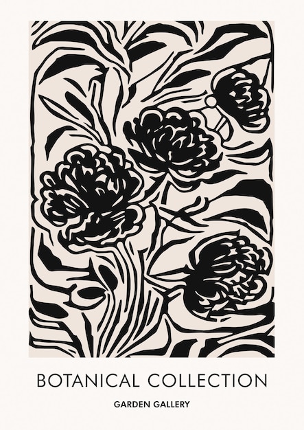 Boho Botanical Linogravure Art Découpe Fleurs