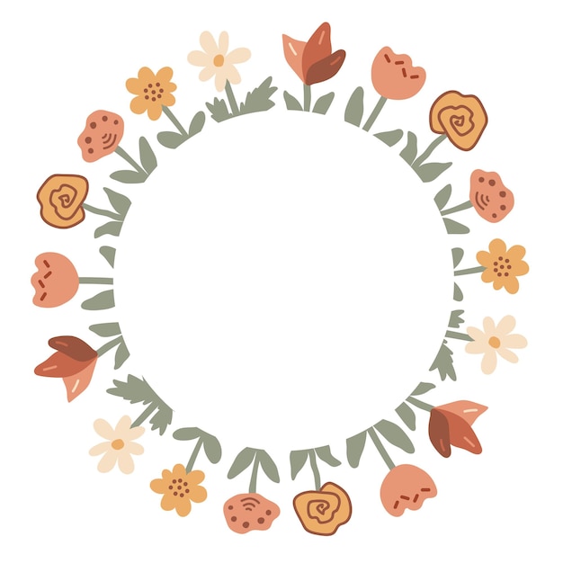 Boho floral design élément clipart isolé décoratif dessiné à la main fleur doodle icône Genre neutre couleurs terreuses