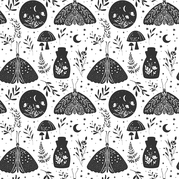 Boho Pattern Mystic Seamless Background Vector