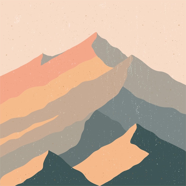 Boho Paysage De Montagne Minimaliste Illustration Vectorielle