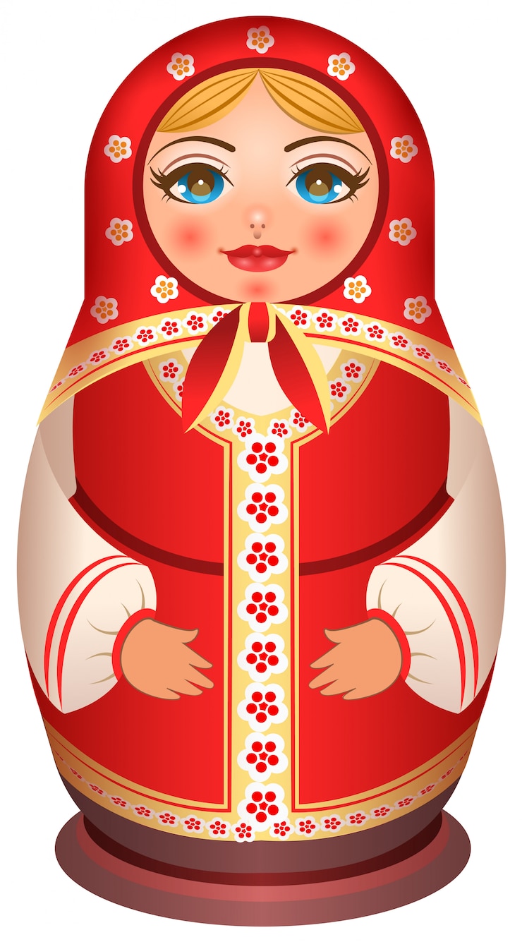 Vecteur en bois peint national traditionnel de poupée russe