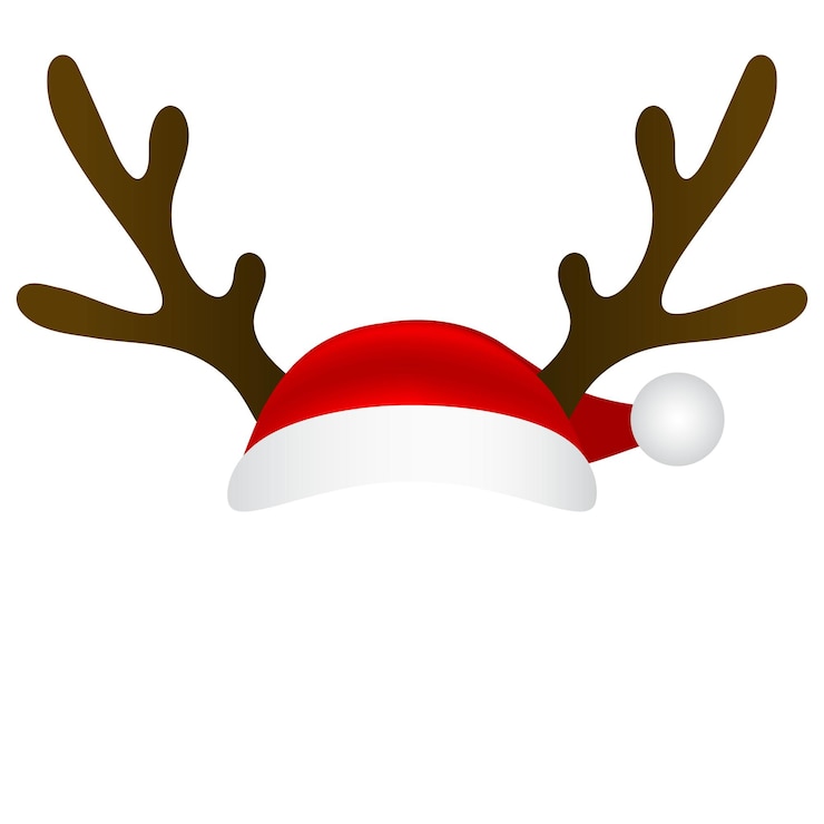 Vecteur bois de renne et modèle de masque de casquette de père noël sur fond blanc illustration vectorielle