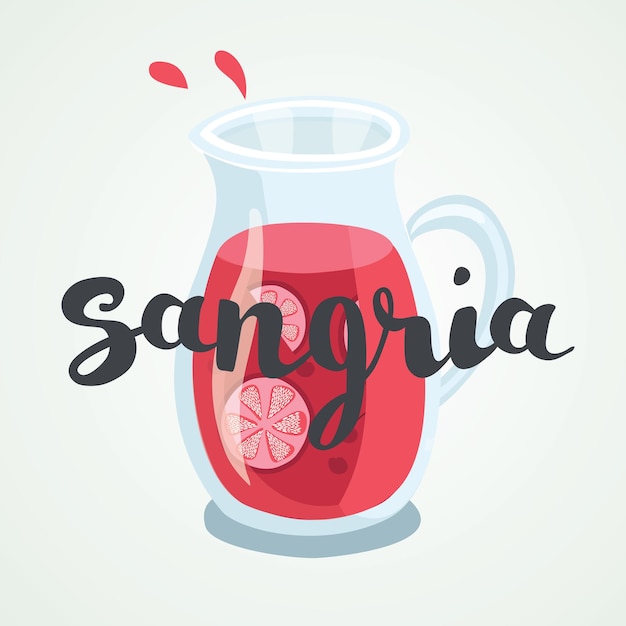 Boisson Espagnole Traditionnelle. Sangria. Illustration Et Lettrage Sur Différentes Couches