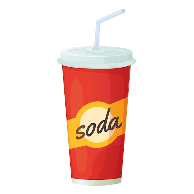 Boisson soda Cola dans une tasse en plastique en papier rouge fastfood froid été concept de boisson gazeuse vecteur de stock