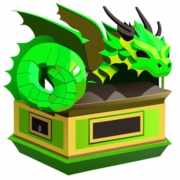 Vecteur boîte à argent illustration vectorielle de dragon en bois vert