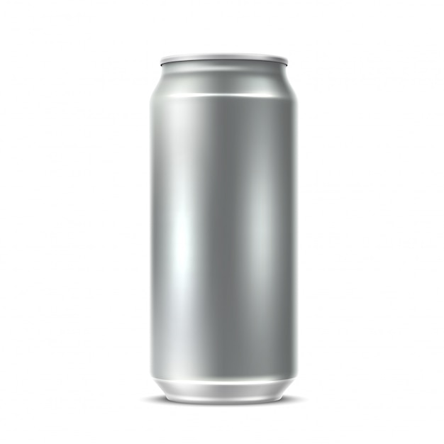 boîte en argent vierge réaliste pour boisson gazeuse, jus, watter ou paquet de bière.