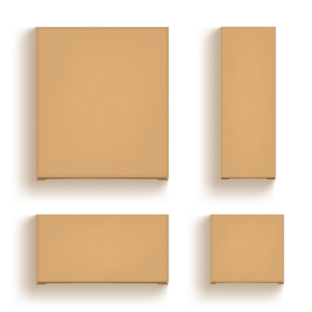 Vecteur boîte d'artisanat en carton brun 3d isolée sur blanc