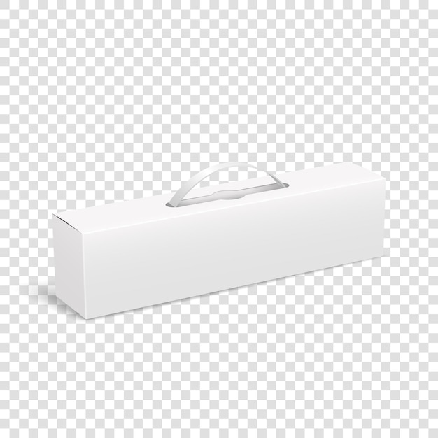 Vecteur boîte blanche avec maquette de poignée modèle carton ou emballage en plastique isolé sur fond transparent illustration vectorielle réaliste 3d
