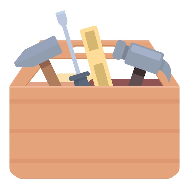 Vecteur boîte en bois icône dessin animé vecteur outil de construction kit d'équipement