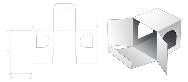 Boîte De Boulangerie Avec Gabarit Découpé à 2 Fenêtres