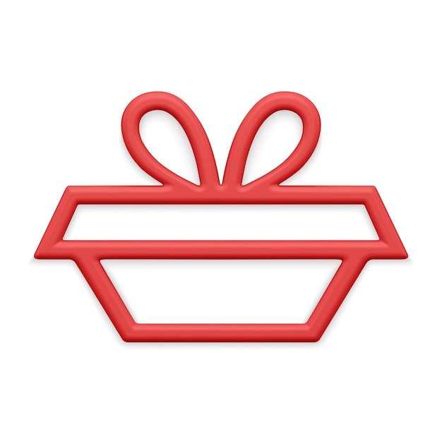Boîte-cadeau Profilée De Forme Trapézoïdale Rouge Classique Décorée Par Un Arc Pour Vecteur De Symbole De Décor De Vacances