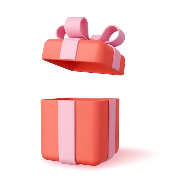 Boîte cadeau surprise 3D avec des confettis qui tombent