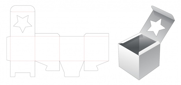 Boîte Carrée Avec Gabarit Découpé En étoile