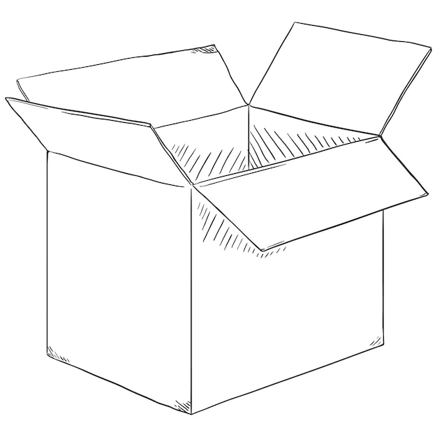 Vecteur boîte en carton de cabine ouverte de croquis de vecteur