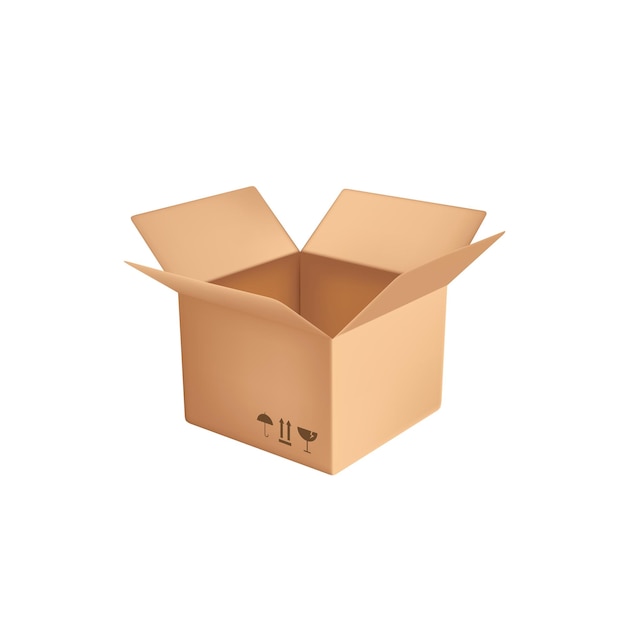 Boîte en carton et icônes de fragilité et illustration vectorielle de recyclage