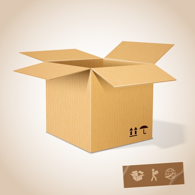 Boîte en carton réaliste et réaliste