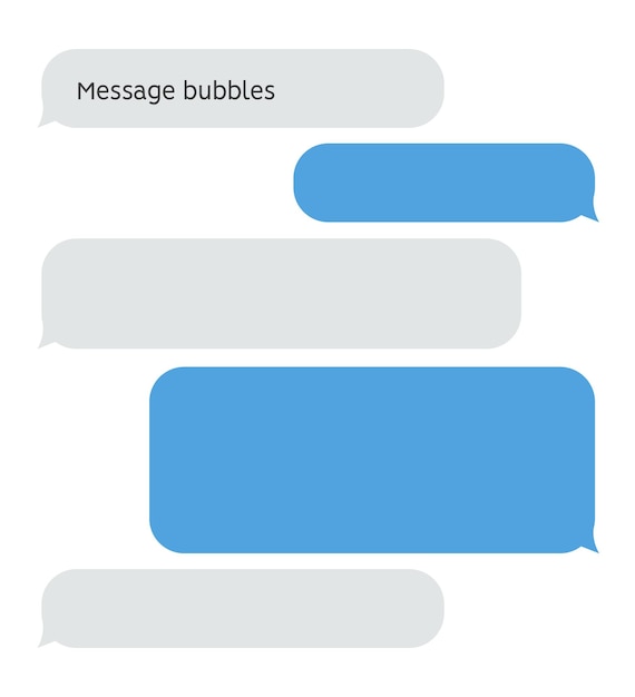 Boîte De Conversation De Chat De Bulle De Message. Interface Vectorielle De Texte Sms Messager Discours Ballon.