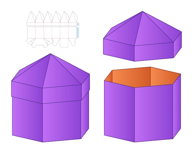 Boîte emballage die design de modèle de découpe. Maquette 3D