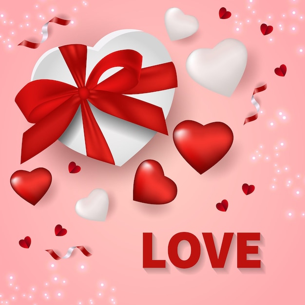 Boîte en forme de coeur réaliste, amour et saint valentin