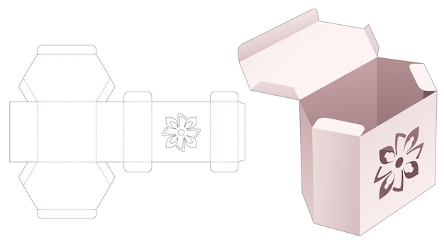 Boîte hexagonale en carton avec gabarit de découpe au pochoir mandala